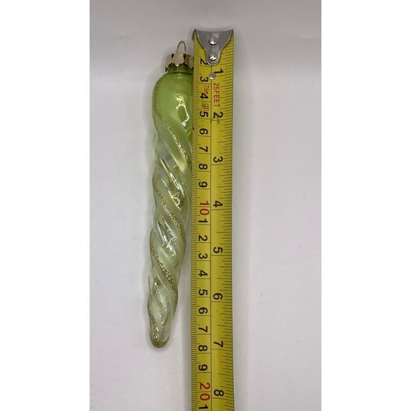 Vintage Yellow Green Mercury Glass Icicle Ornament Retro - Picture 4 of 5